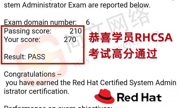 青岛红帽考场3月31日战报-恭喜倪同学RHCSA高分通过